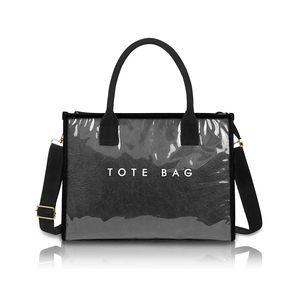 Pvc Tote Bag Large Letters Print Hobo Handbags Kraft Paper Shoulder c: